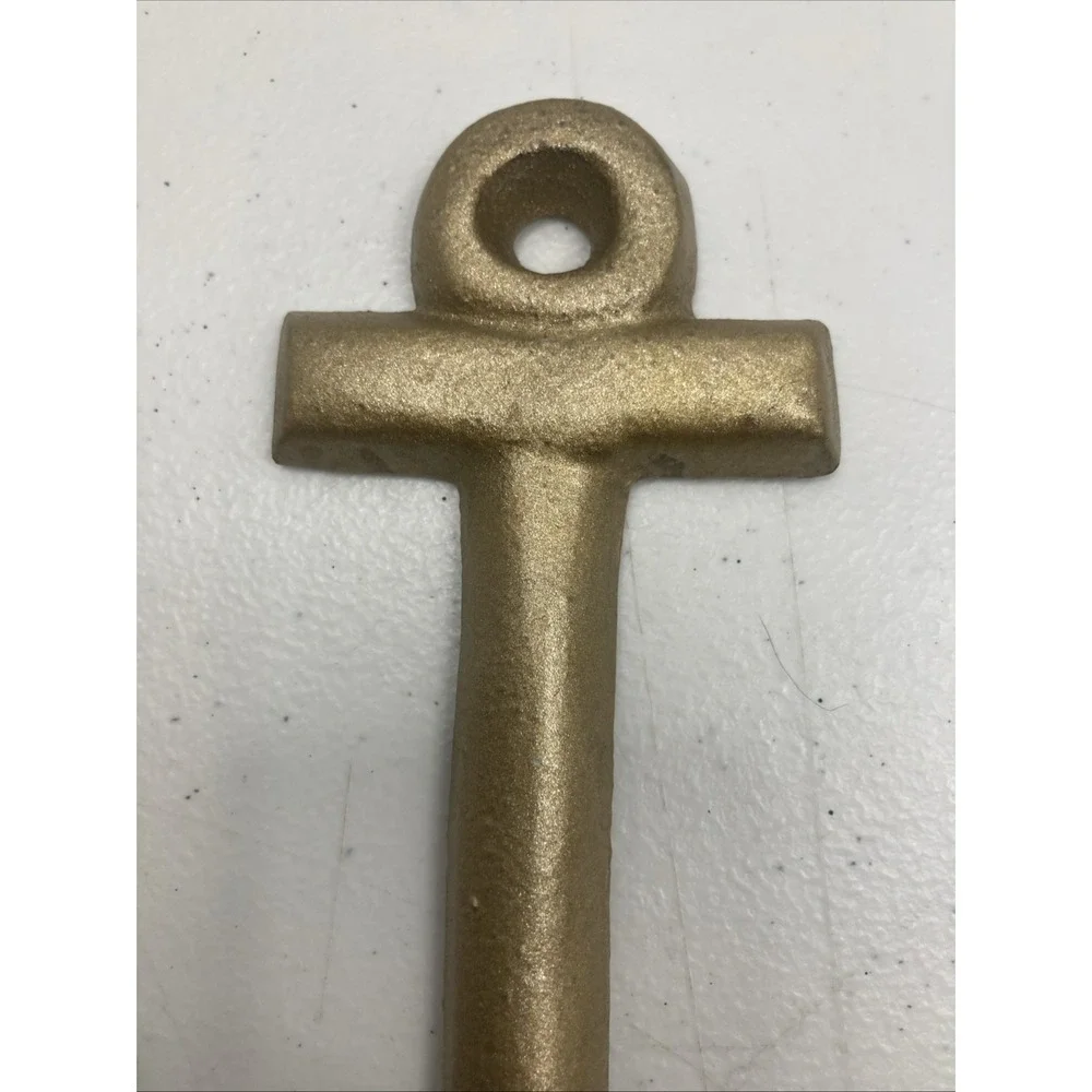 Vtg Nautical Metal Anchor Double Hook Coat Hat Hanger‎ Wall Mount Rustic 8x6